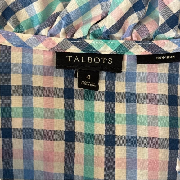 Talbots Blue and Pink Plaid Shirt. Size 4 - Picture 10 of 12